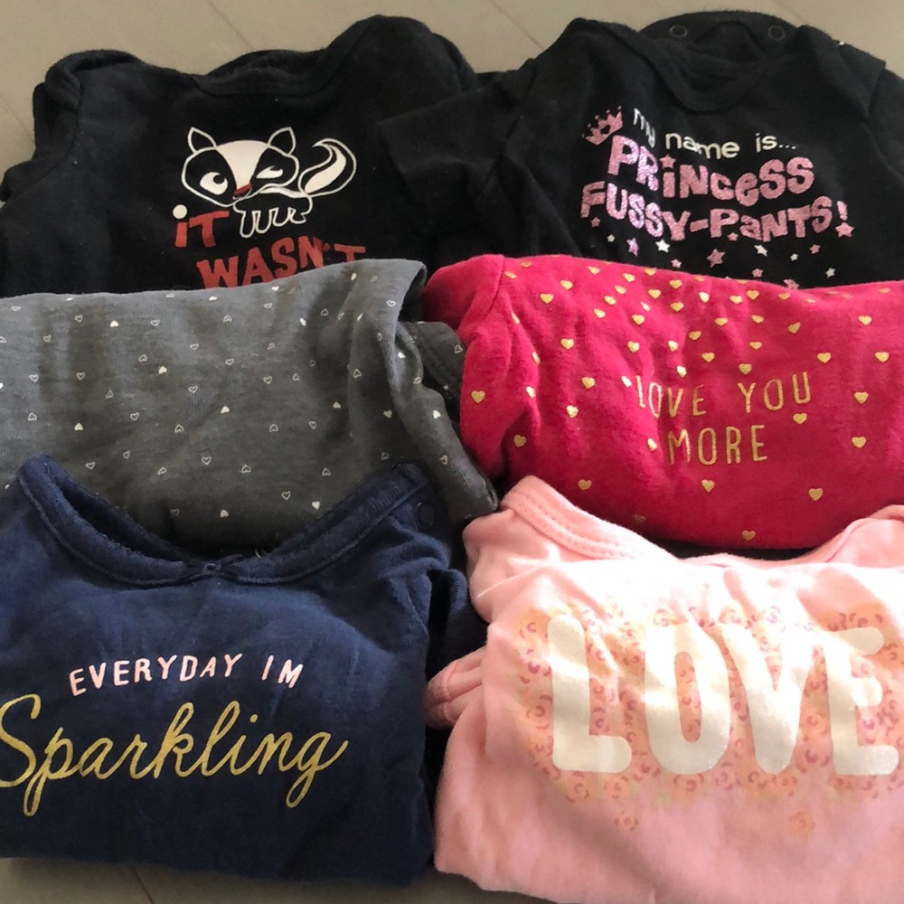 Between 0 & 3 month graphics onesie bundle